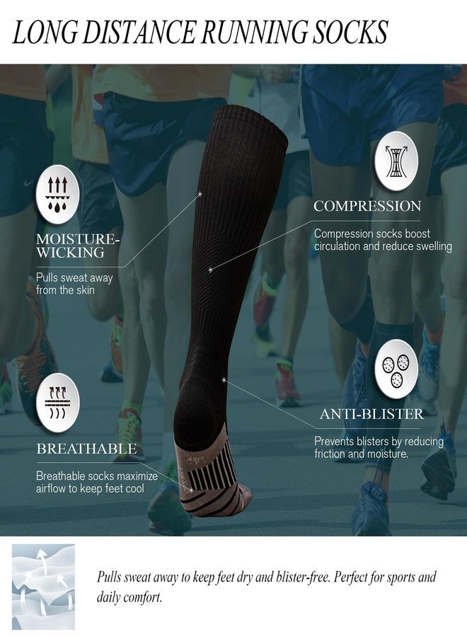 Rahhint Coolmax 20-30 mmHg Compression Running Socks, Long Distance Anti Blister Cushion Moisture Wicking Tall Athletic Socks - Image 3